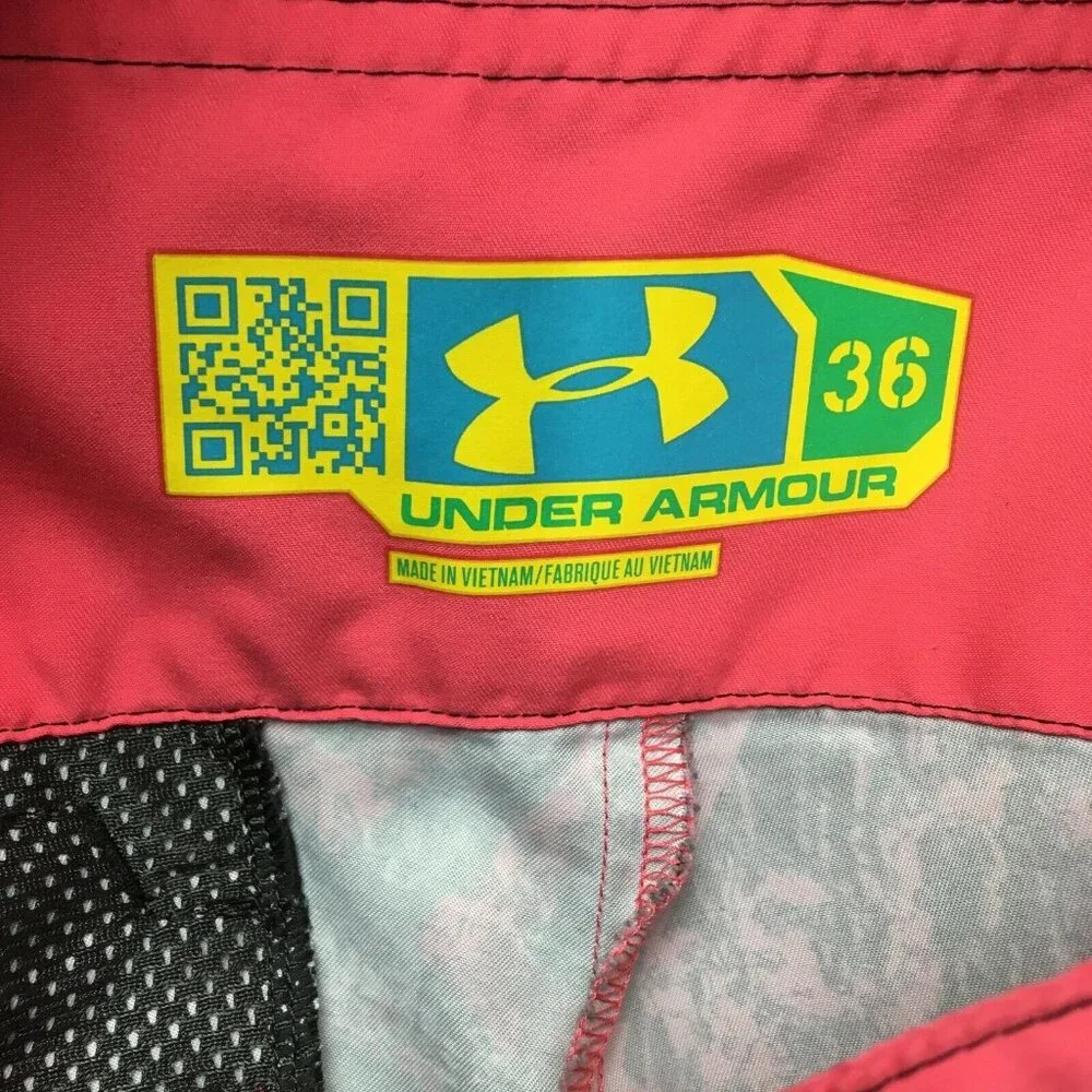Under Armour Mens Board Shorts size 36 Poly Pink Black Trash Polka Camo‎ Swim